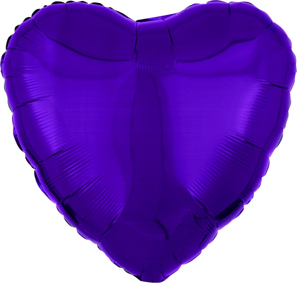 18" Solid Metallic Purple Heart Foil Balloon