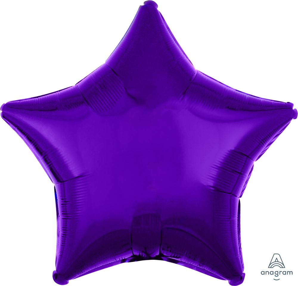 18" Solid Metallic Purple Star Foil Balloon