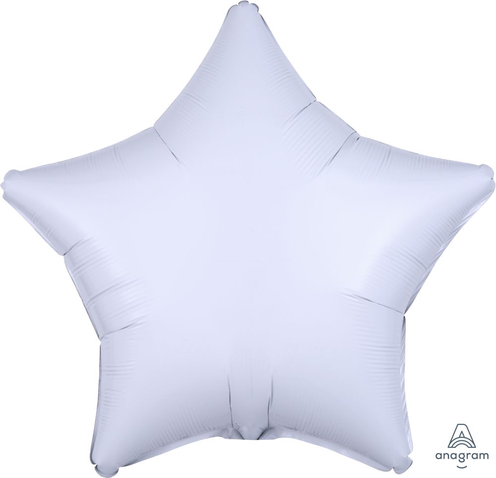 18" Solid Metallic White Star Foil Balloon