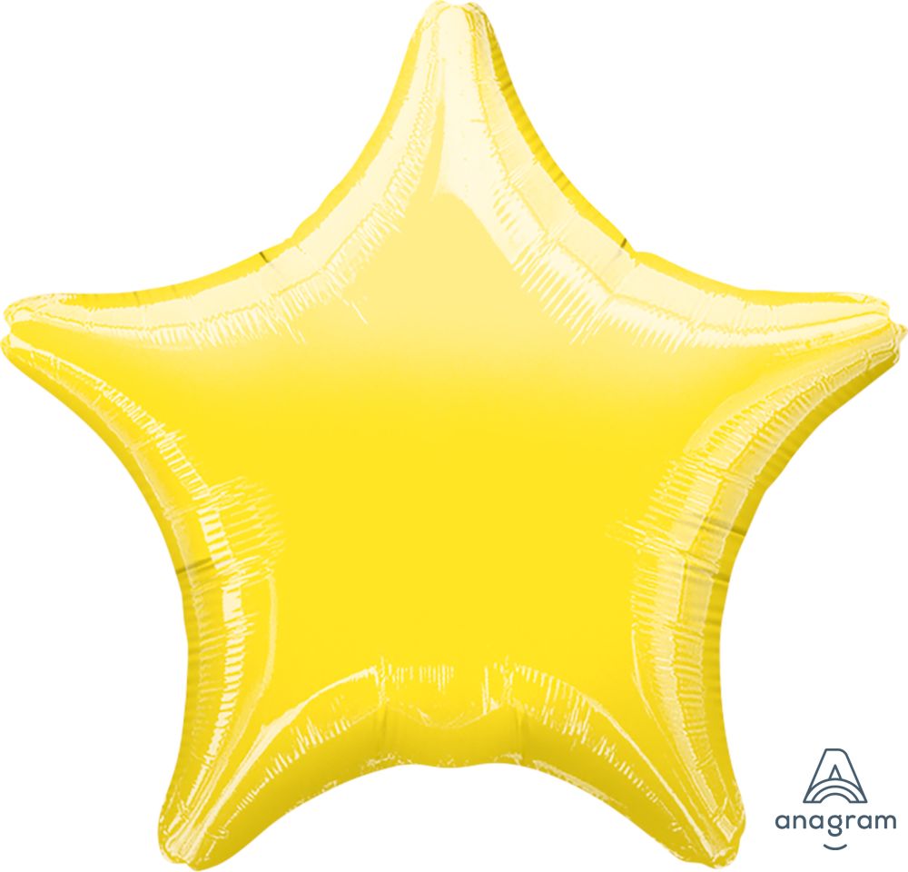 18" Solid Metallic Yellow Star Foil Balloon
