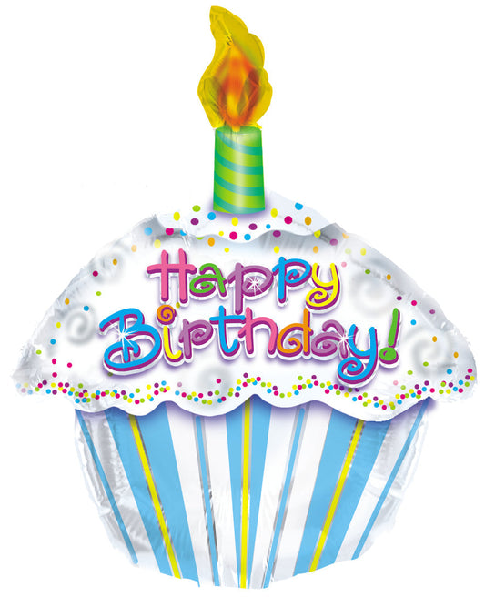 18" Happy Birthday Cupcake Foil Balloon