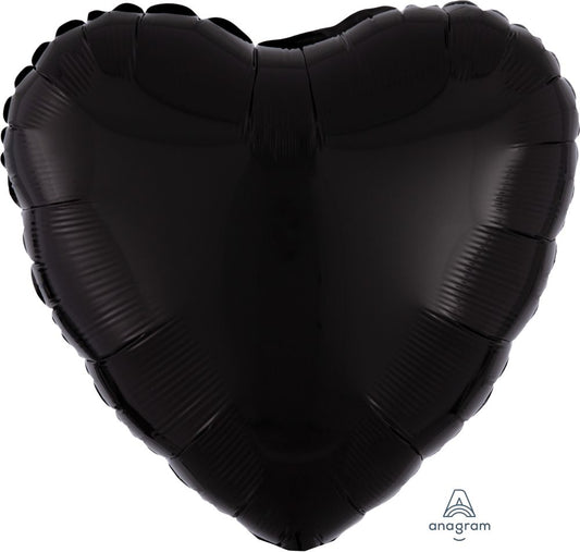 18" Solid Black Heart Foil Balloon