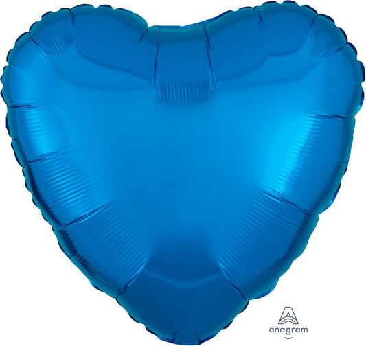 18" Solid Metallic Blue Heart Foil Balloon