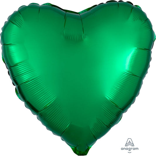 18" Solid Metallic Green Heart Foil Balloon