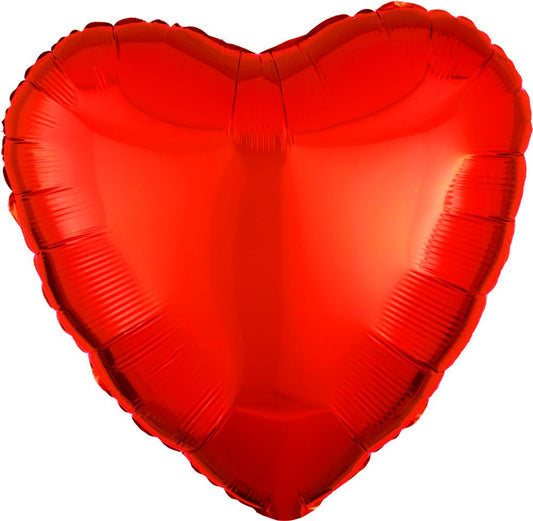 18" Solid Metallic Orange Heart Foil Balloon