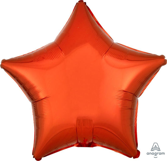 18" Solid Metallic Orange Star Foil Balloon