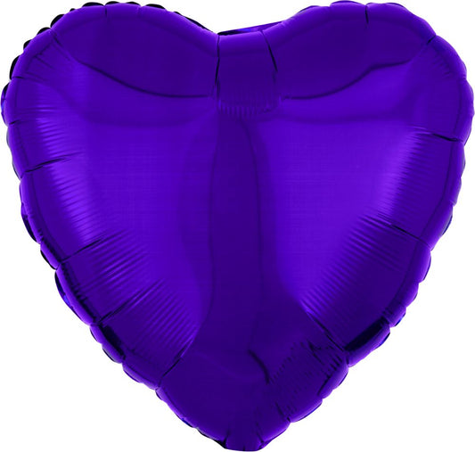 18" Solid Metallic Purple Heart Foil Balloon