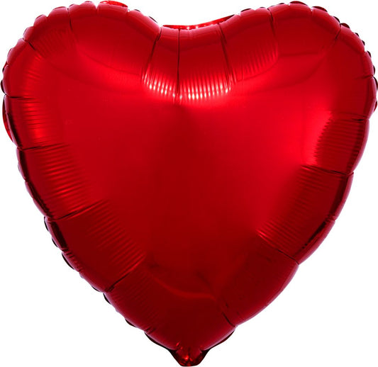 18" Solid Metallic Red Heart Foil Balloon