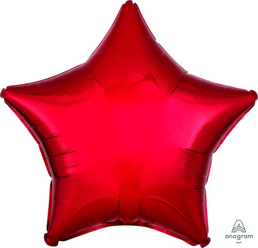 18" Solid Metallic Red Star Foil Balloon