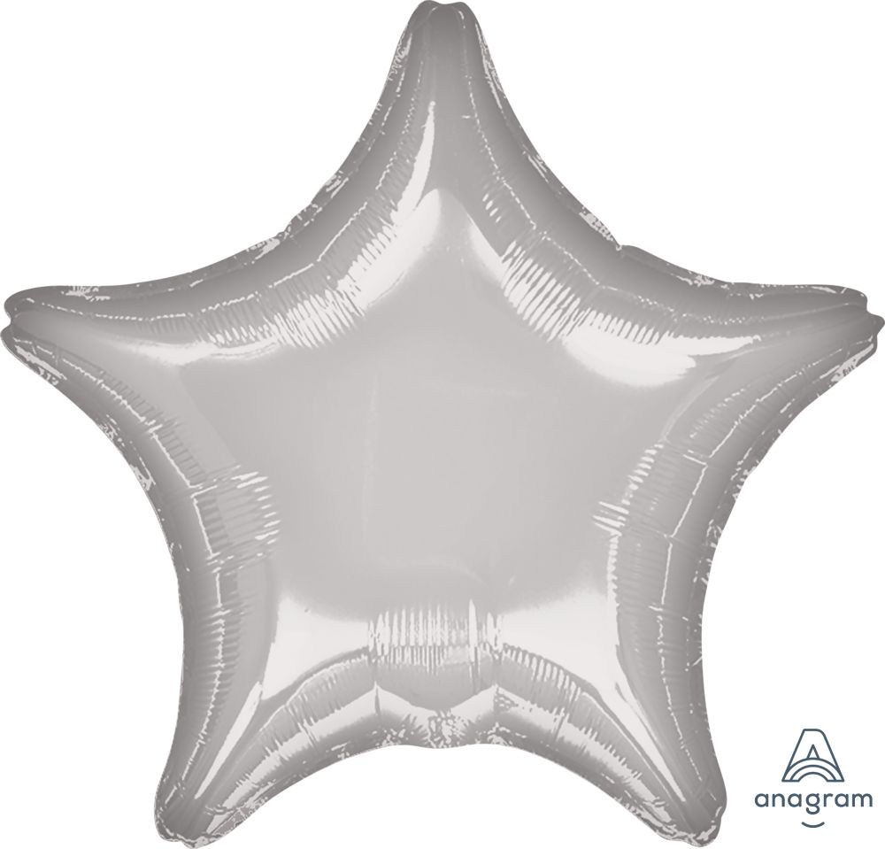 18" Solid Metallic Silver Star Foil Balloon
