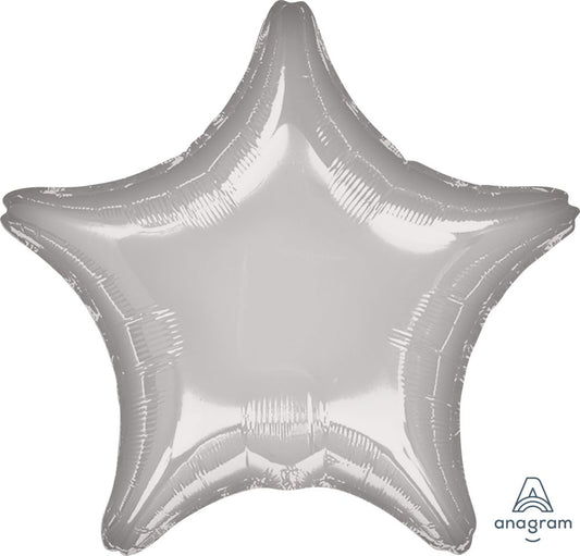 18" Solid Metallic Silver Star Foil Balloon