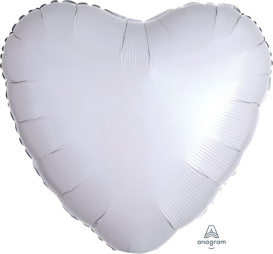 18" Solid Metallic White Heart Foil Balloon