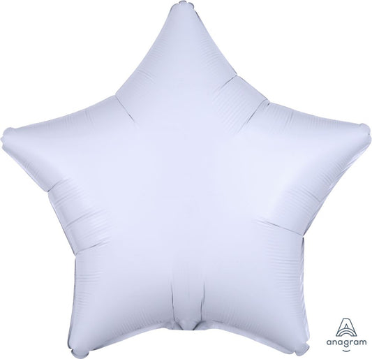 18" Solid Metallic White Star Foil Balloon