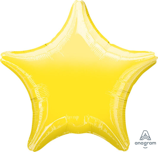 18" Solid Metallic Yellow Star Foil Balloon