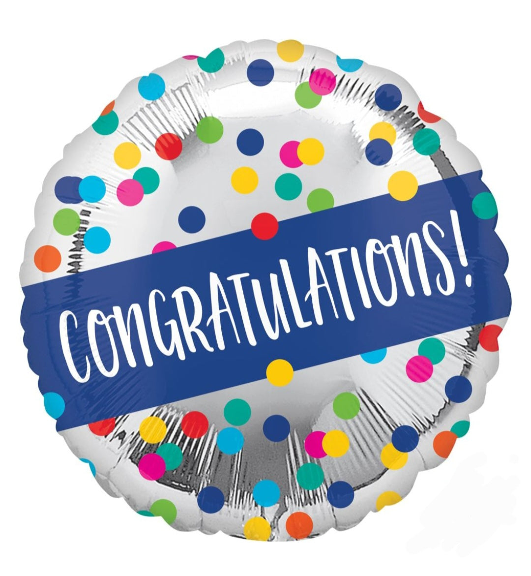 18" Congratulations Silver Dots